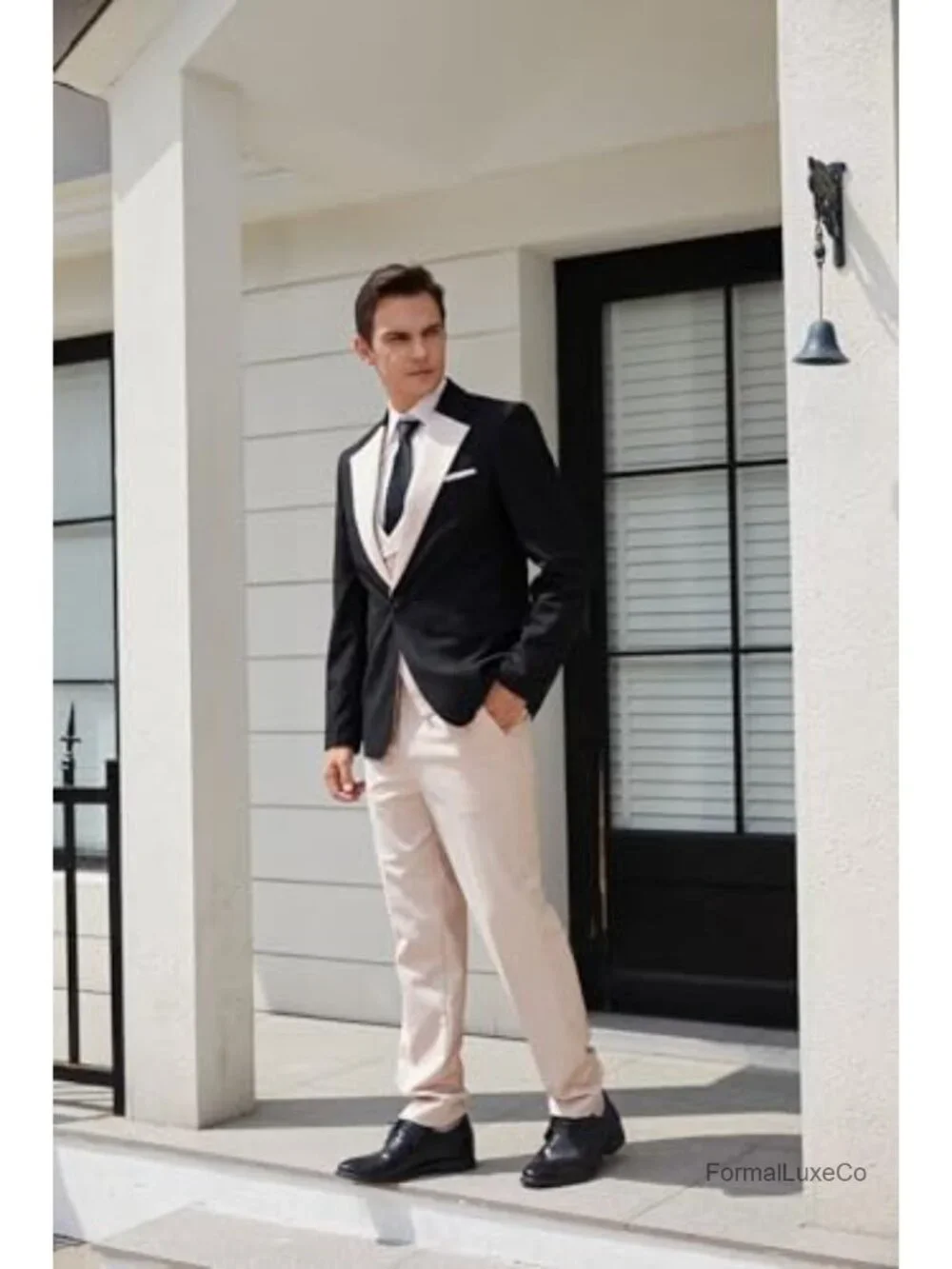 Mens 3 Piece Slim Fit Suit Set Wedding Prom Tuxedo Formal Business Polyester